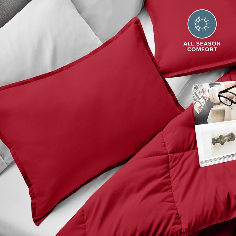 Bare Home King Pillow Sham Covers - Set of 2 - Premium 1800 Ultra-Soft Microfiber - Double Brushed - Stain & Fade Resistant - Bed Pillow Shams - Pillows Not Included (Set of 2, Red) - Image 2